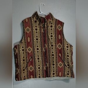 Blair Vest Reversible Fleece Size (M) Hickory Azteca Southwestern Zip Up
